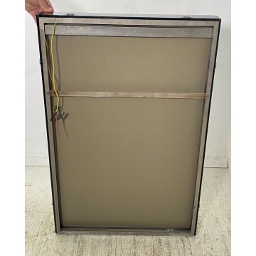 SPECCHIO PARETE BAGNO DI Veca METALLO CROMATO 3 LUCI VETRO ANNI 70 MIRROR DESIGN