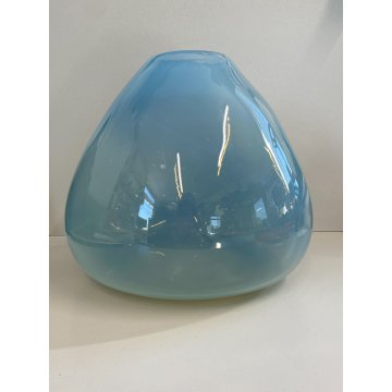 VASO VETRO MURANO DESIGN ATTR. Barovier&Toso INCAMICIATO CELESTE CANGIANTE '50