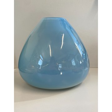 VASO VETRO MURANO DESIGN ATTR. Barovier&Toso INCAMICIATO CELESTE CANGIANTE '50