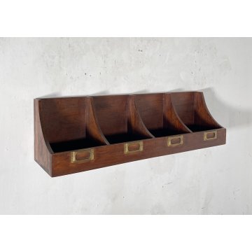ANTICO SCAFFALE PARETE PORTA LETTERE MENSOLA LEGNO PORTA CHIAVI SVUOTA TASCHE