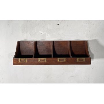 ANTICO SCAFFALE PARETE PORTA LETTERE MENSOLA LEGNO PORTA CHIAVI SVUOTA TASCHE