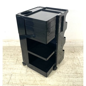 CARRELLO JOE COLOMBO VINTAGE ANNI 60 COMODINO PLASTICA NERA BOBY MOBILETTO