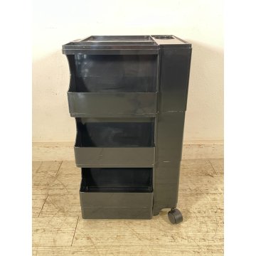 CARRELLO JOE COLOMBO VINTAGE ANNI 60 COMODINO PLASTICA NERA BOBY MOBILETTO