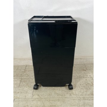 CARRELLO JOE COLOMBO VINTAGE ANNI 60 COMODINO PLASTICA NERA BOBY MOBILETTO