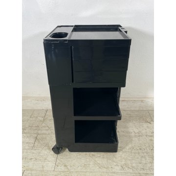 CARRELLO JOE COLOMBO VINTAGE ANNI 60 COMODINO PLASTICA NERA BOBY MOBILETTO