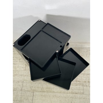 CARRELLO JOE COLOMBO VINTAGE ANNI 60 COMODINO PLASTICA NERA BOBY MOBILETTO