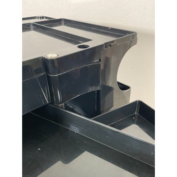 CARRELLO JOE COLOMBO VINTAGE ANNI 60 COMODINO PLASTICA NERA BOBY MOBILETTO
