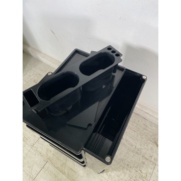 CARRELLO JOE COLOMBO VINTAGE ANNI 60 COMODINO PLASTICA NERA BOBY MOBILETTO