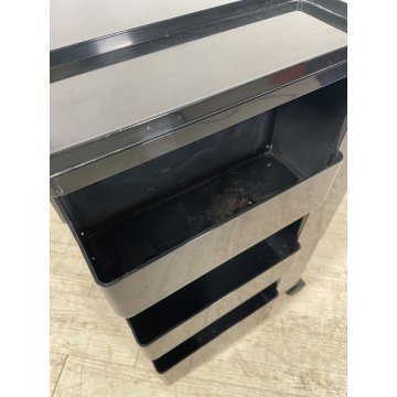 CARRELLO JOE COLOMBO VINTAGE ANNI 60 COMODINO PLASTICA NERA BOBY MOBILETTO
