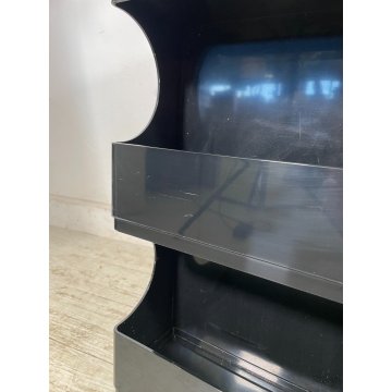 CARRELLO JOE COLOMBO VINTAGE ANNI 60 COMODINO PLASTICA NERA BOBY MOBILETTO