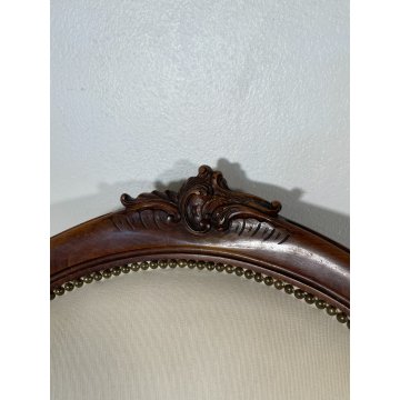 ANTICA COPPIA POLTRONA LUIGI FILIPPO LEGNO STOFFA BIANCA EPOCA '800 ARMCHAIR