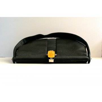 BORSA CLUTCH GUCCI AUTENTICA VINTAGE POCHETTE HAND BAG BLACK SATIN GALA'EPOCA 50