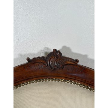 ANTICA COPPIA POLTRONA LUIGI FILIPPO LEGNO STOFFA BIANCA EPOCA '800 ARMCHAIR