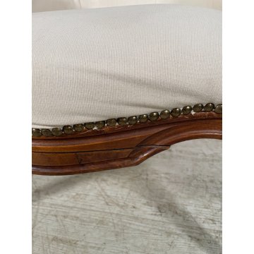 ANTICA COPPIA POLTRONA LUIGI FILIPPO LEGNO STOFFA BIANCA EPOCA '800 ARMCHAIR