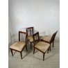 SET 4 pz SEDIA ANTICA decò ANNI 40 LEGNO NOCE STOFFA CHAIR DESIGN VINTAGE PRANZO