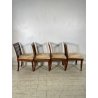 SET 4 pz SEDIA ANTICA decò ANNI 40 LEGNO NOCE STOFFA CHAIR DESIGN VINTAGE PRANZO
