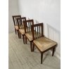 SET 4 pz SEDIA ANTICA decò ANNI 40 LEGNO NOCE STOFFA CHAIR DESIGN VINTAGE PRANZO