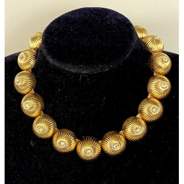COLLANA vintage CHRISTIAN DIOR 1968 rara COLLIER CUPOLE DORATA firmata