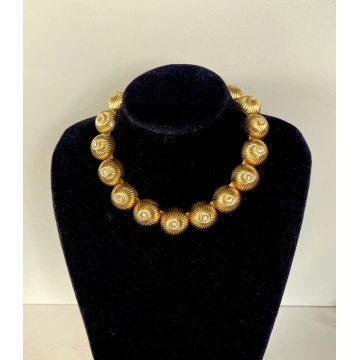 COLLANA vintage CHRISTIAN DIOR 1968 rara COLLIER CUPOLE DORATA firmata