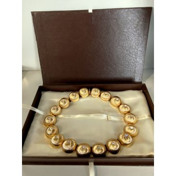 COLLANA vintage CHRISTIAN DIOR 1968 rara COLLIER CUPOLE DORATA firmata