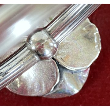 set 6 PORTATOVAGLIOLI ad ANELLO ARGENTO 925 con FIORI SMALTATI tavola SEGNAPOSTI