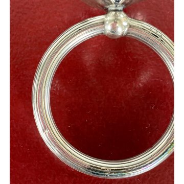 set 6 PORTATOVAGLIOLI ad ANELLO ARGENTO 925 con FIORI SMALTATI tavola SEGNAPOSTI