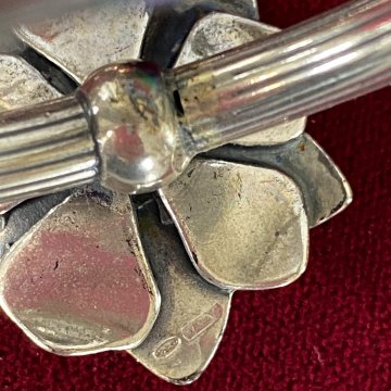 set 6 PORTATOVAGLIOLI ad ANELLO ARGENTO 925 con FIORI SMALTATI tavola SEGNAPOSTI