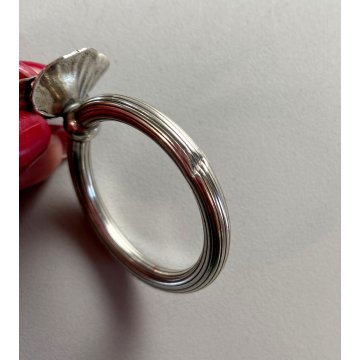 set 6 PORTATOVAGLIOLI ad ANELLO ARGENTO 925 con FIORI SMALTATI tavola SEGNAPOSTI