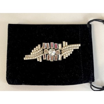 VINTAGE grande SPILLA SHARRA PAGANO firmata con STRASS e PERLE