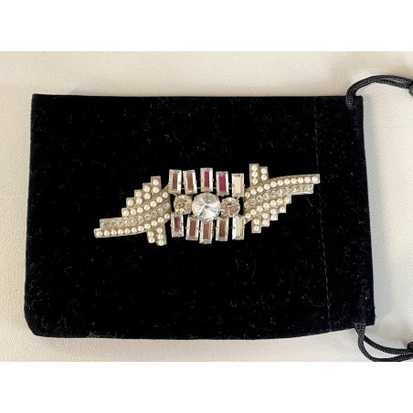 VINTAGE grande SPILLA SHARRA PAGANO firmata con STRASS e PERLE