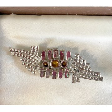 VINTAGE grande SPILLA SHARRA PAGANO firmata con STRASS e PERLE