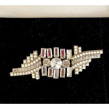 VINTAGE grande SPILLA SHARRA PAGANO firmata con STRASS e PERLE