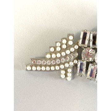 VINTAGE grande SPILLA SHARRA PAGANO firmata con STRASS e PERLE
