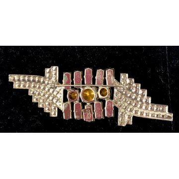 VINTAGE grande SPILLA SHARRA PAGANO firmata con STRASS e PERLE
