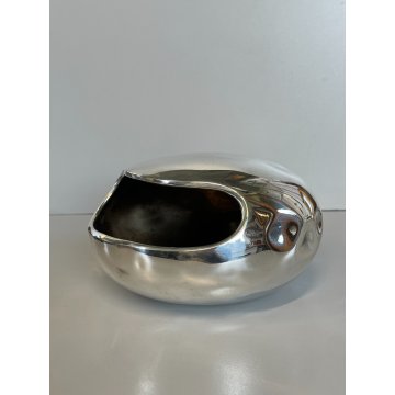 CIOTOLA METALLO ARGENTATO Lino Sabattini VINTAGE 1970 VASO CENTROTAVOLA DESIGN