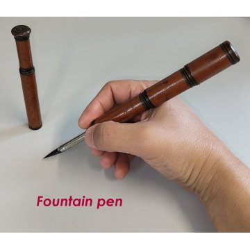 Rara ANTICA PENNA STILOGRAFICA matita TIPO CANNOCCHIALE ANIMATO bastone legno