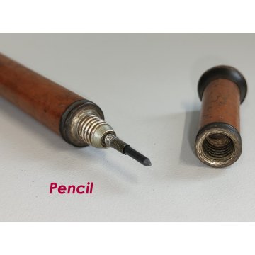 Rara ANTICA PENNA STILOGRAFICA matita TIPO CANNOCCHIALE ANIMATO bastone legno