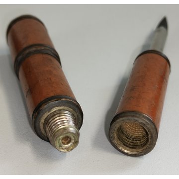 Rara ANTICA PENNA STILOGRAFICA matita TIPO CANNOCCHIALE ANIMATO bastone legno