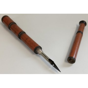 Rara ANTICA PENNA STILOGRAFICA matita TIPO CANNOCCHIALE ANIMATO bastone legno