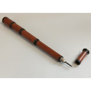 Rara ANTICA PENNA STILOGRAFICA matita TIPO CANNOCCHIALE ANIMATO bastone legno