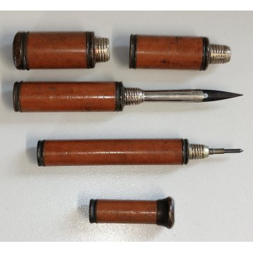 Rara ANTICA PENNA STILOGRAFICA matita TIPO CANNOCCHIALE ANIMATO bastone legno