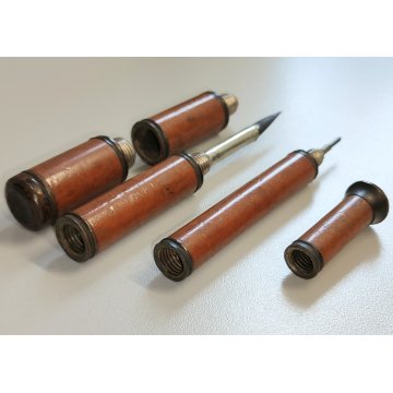 Rara ANTICA PENNA STILOGRAFICA matita TIPO CANNOCCHIALE ANIMATO bastone legno