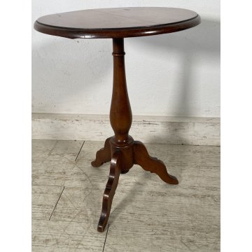 ANTICO PICCOLO TAVOLINO LEGNO NOCE ROTONDO TREPPIEDE TRESPOLO EPOCA '900 SALOTTO