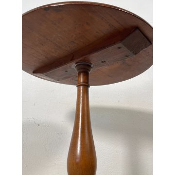 ANTICO PICCOLO TAVOLINO LEGNO NOCE ROTONDO TREPPIEDE TRESPOLO EPOCA '900 SALOTTO
