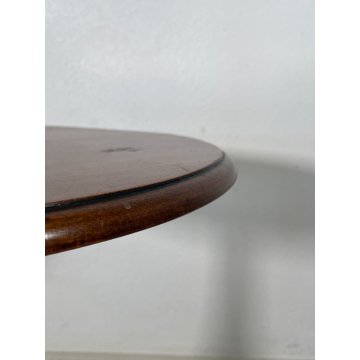 ANTICO PICCOLO TAVOLINO LEGNO NOCE ROTONDO TREPPIEDE TRESPOLO EPOCA '900 SALOTTO