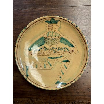 SERVIZIO DOLCE 11 PZ CERAMICA MAIOLICA Ciaurro ORVIETO DAMA CAVALIERE '20/'30