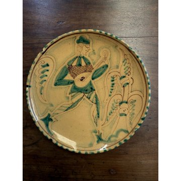 SERVIZIO DOLCE 11 PZ CERAMICA MAIOLICA Ciaurro ORVIETO DAMA CAVALIERE '20/'30