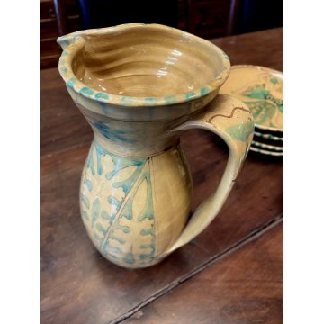 SERVIZIO DOLCE 11 PZ CERAMICA MAIOLICA Ciaurro ORVIETO DAMA CAVALIERE '20/'30