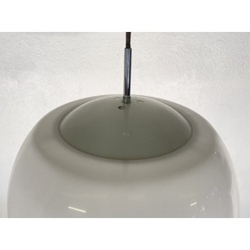 LAMPADARIO SOSPENSIONE METALLO CROMATO VETRO ANNI 60 DESIGN HANGING LAMP VINTAGE