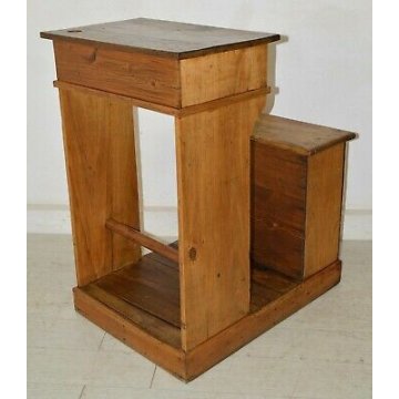 ANTICO BANCO SCUOLA epoca 900 scrivania SCRITTOIO old school desk BAULE convento
